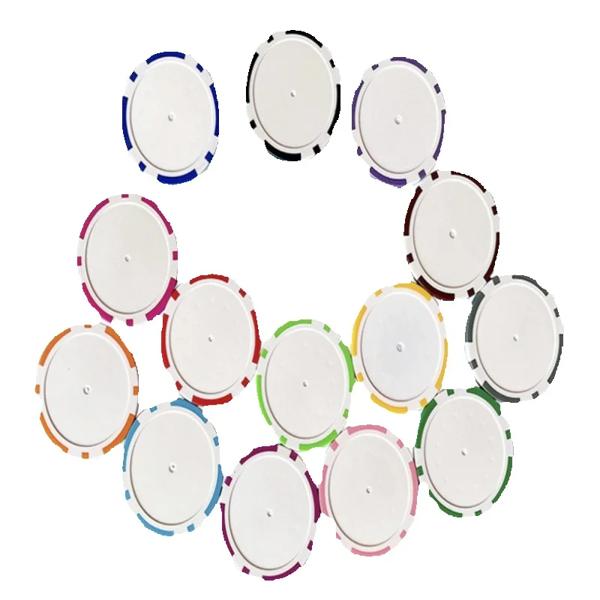 50 個のカスタマイズされたロゴゴルフボールマーカー両面 40 ミリメートル直径 11.9 グラム ABS 粘土素材