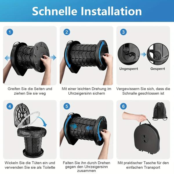 ふた付き折りたたみ式キャンプトイレ,屋外,調節可能,格納式スツール,靴シート,釣りシート,有機トイレバッグ10個,1個 ふた付き折りたたみ式キャンプトイレ 屋外 調節可能 格納式スツール 靴