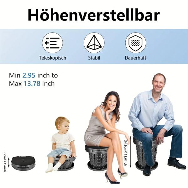 ふた付き折りたたみ式キャンプトイレ 屋外 調節可能 格納式スツール 靴