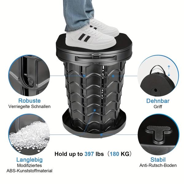 ふた付き折りたたみ式キャンプトイレ,屋外,調節可能,格納式スツール,靴シート,釣りシート,有機トイレバッグ10個,1個 ふた付き折りたたみ式キャンプトイレ 屋外 調節可能 格納式スツール 靴