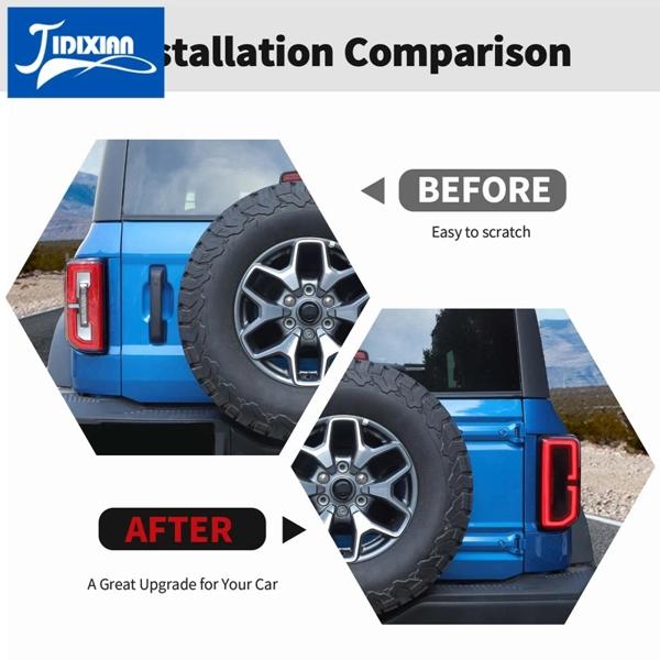 Jidixian-車のテールライト,装飾カバー,スモークブラック,フォードブロンコに適したアクセサリー2021 2022 2023 2024