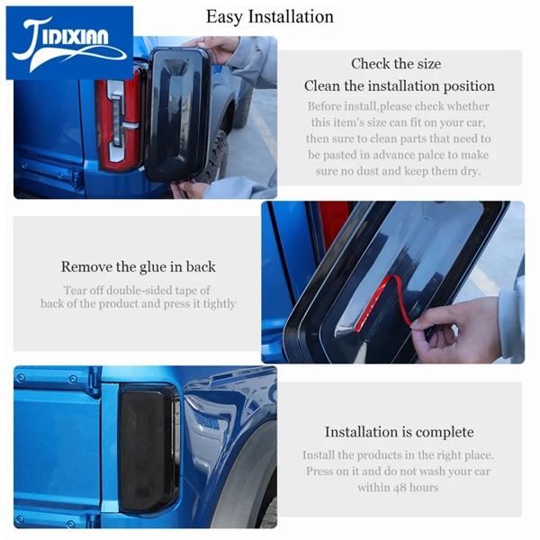 Jidixian-車のテールライト,装飾カバー,スモークブラック,フォードブロンコに適したアクセサリー2021 2022 2023 2024