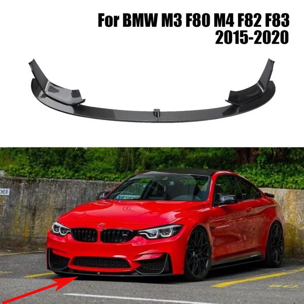 カーボンファイバー製フロントバンパーリップスプリッターとサイドスプリッター,光沢のある黒,mpスタイル,bmw m3 f80 m4 f82 f83 2015-2020, 4個