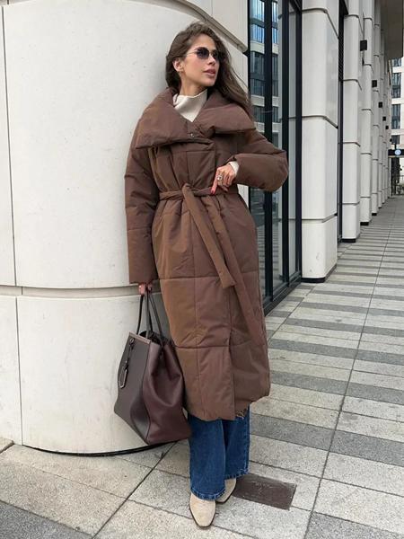 女性用のゆったりとしたキルティングフグジャケット,特大のパーカー,パッド入りコットンジャケット,ロングベルト,新生児用の暖かいコート,冬_3