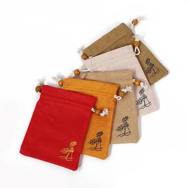 ジュエリー用の小さな文字列のコットンとリネンのバッグ,ギフトに最適