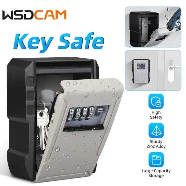 WSDCAM 壁マウントキーボックス亜鉛合金パスワードロック収納ボックス 4 桁パスワードセキュリティキーボックスオーガナイザーカハフエルテ