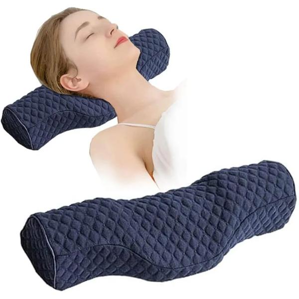 円筒形の粘弾性ネックピロー 頸部枕 硬い首 痛みの緩和 睡眠 ベッド用のトラベルボルスター枕 背中用