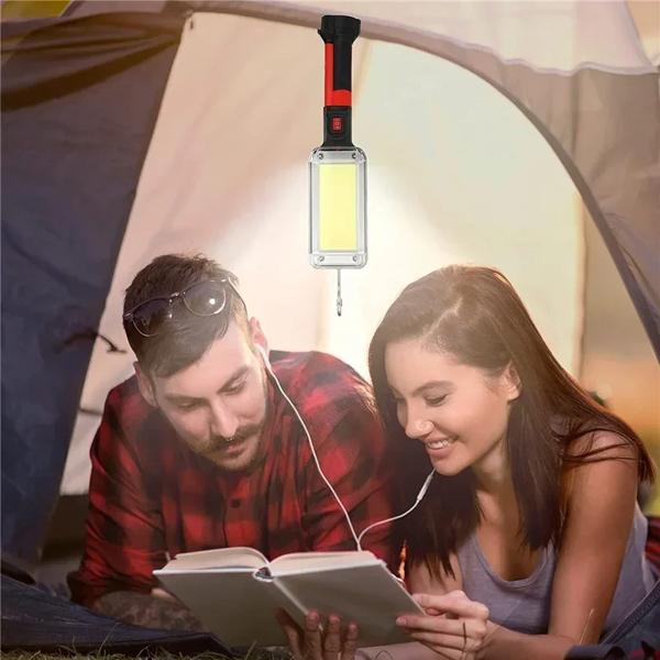 1/2/4 個ワークライトポータブルランプフックマグネットキャンプランプ高低 COB USB 充電式 18650 懐中電灯トーチ作業防水_2