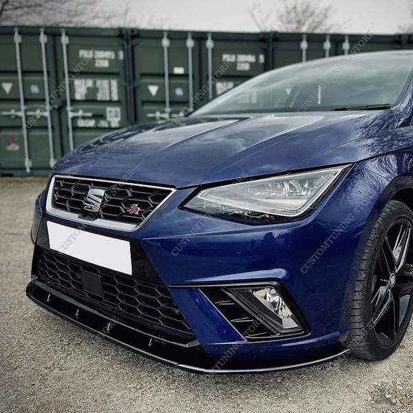 フロントバンパーリップスポイラー,カーシート用スプリッターディフューザーibiza 6f,6f,mk5,fr,tsi,tdi,2017-2024,チューニングボディキット,3個