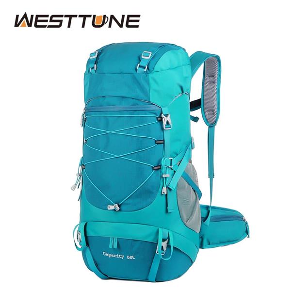WESTTUNE 50L ハイキングバックパック レインカバー付き 多機能登山バッグ アウトドア リュックサック 旅行 トレッキング キャンプ用
