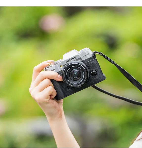 Fujifilm用手作り本革カメラバッグ、ショルダーストラップ付きカメラ