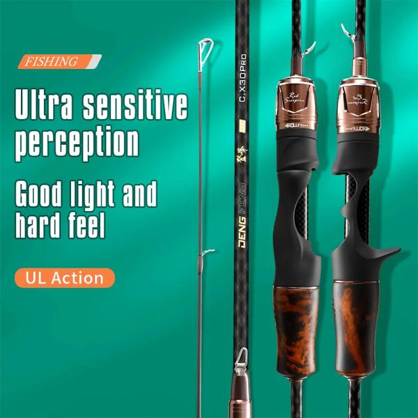 天然木のハンドル付き釣り竿,スピニング,ルアー重量1-9g,1.38m, 1.5m, 1.68m, 1.8m, 2個