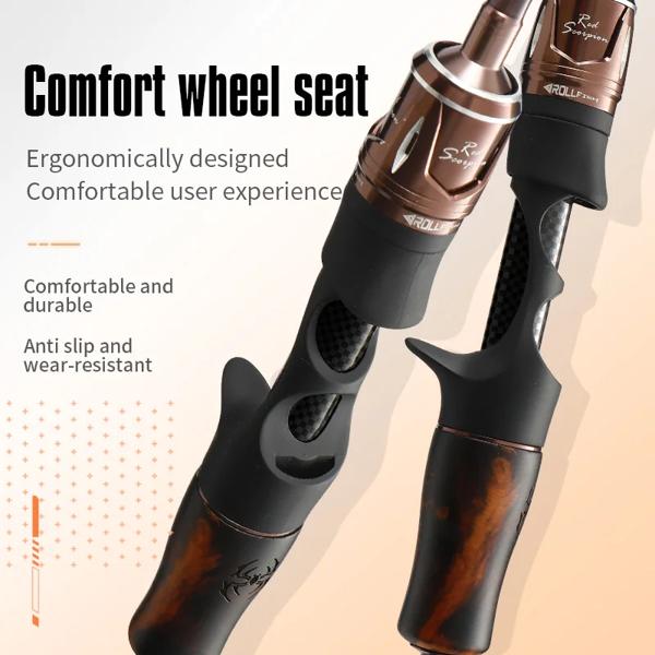 天然木のハンドル付き釣り竿,スピニング,ルアー重量1-9g,1.38m, 1.5m, 1.68m, 1.8m, 2個