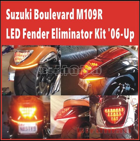 オートバイテール Tidy フェンダーエリミネーターブラケットバー シーケンシャル LED テールターンシグナルライト付き スズキ ブールバード M109R M90 06-up用_1