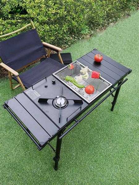 Lohascamping 軽量キャンプ折りたたみ多機能 IGT テーブルロール火鉢テーブル調節可能な脚デスクトップバーナーバーベキューテーブル