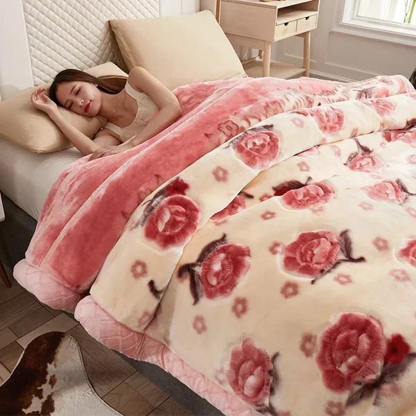 ベッド用の暖かい毛布,冬と秋用の厚手のラッシェルブランケット,ダブルサイド,掛け布団,ハイエンド,新しいコレクション