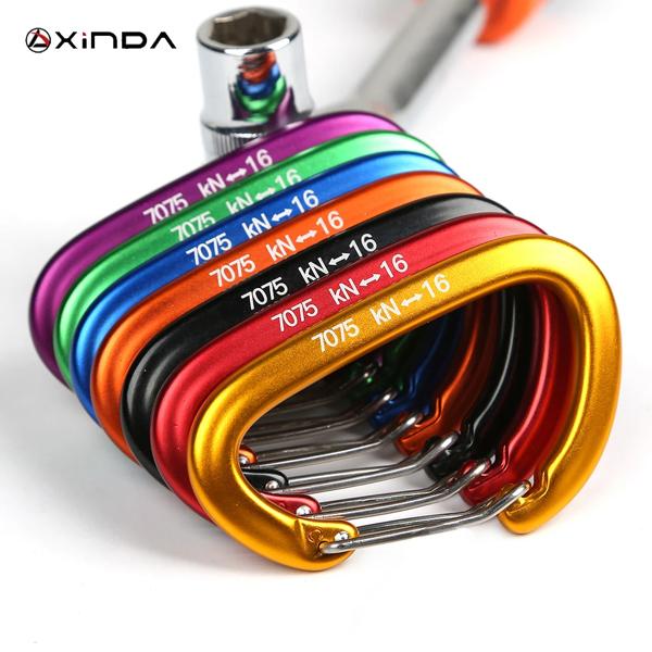 Xinda クライミングカラビナ D シェイプ登山バックルフック 16KN 安全