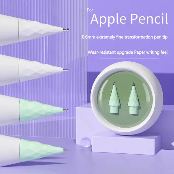 Apple Pencil用クリスタルダイヤモンドチップ、耐摩耗性スタイラスペンケース、交換用ペン先、iPad用USB-Cチップ、1、2、3 gen