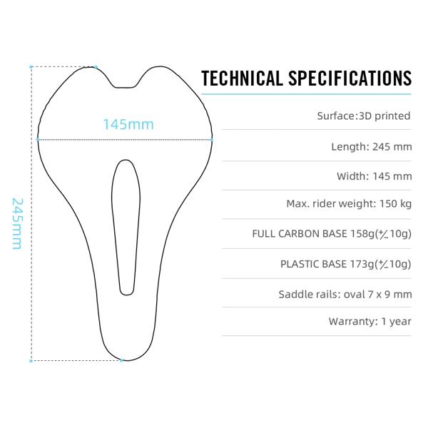 Ruet-EVA超軽量カーボンバイクサドル 3Dプリントシート マウンテンバイクシート ロードバイク サイクリングパーツ 245x145mm Ruet-EVA超軽量カーボンバイクサドル 3Dプリントシート マウンテン