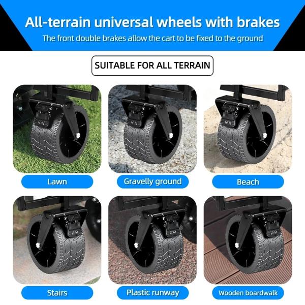頑丈な折りたたみ式カート 大容量の折りたたみ式カート 砂用ビーチ