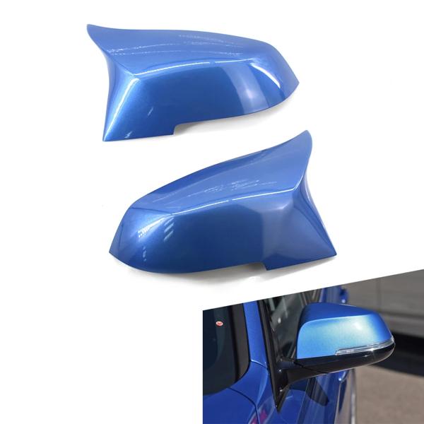 ペア光沢のあるブルー交換ミラーカバーシェルカバーキャップM3スタイルbmw F30 F32 13-17 330i 320i 325i 335i 340i 420i 430i 440i