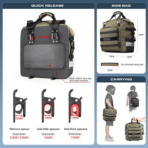 オートバイサドルバッグ 20L-30L ユニバーサルサイドバッグ取り外し可能な 100% 防水インナーバッグ旅行バイク荷物_2