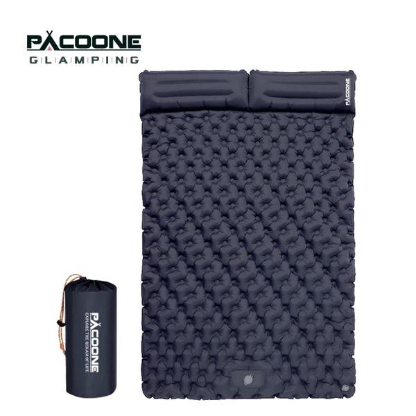 PACOONE 屋外キャンプダブルインフレータブルマットレスエクストラワイドスリーピングパッド超軽量折りたたみベッドスリーピングマット車旅行マット