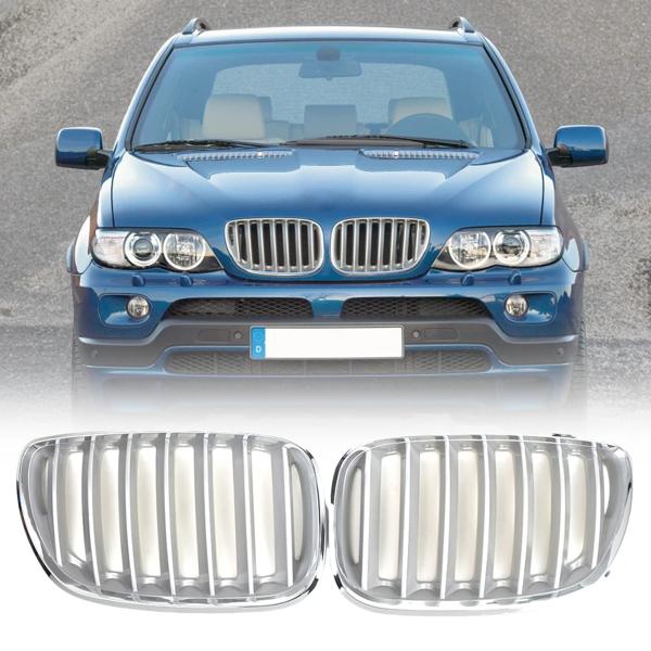 車のフロントフードグリル,レーシンググリル,傷防止,ABS,bmw x5,e53,04-06,oem,511371137113733, 511371137113734, 1ペアに適しています