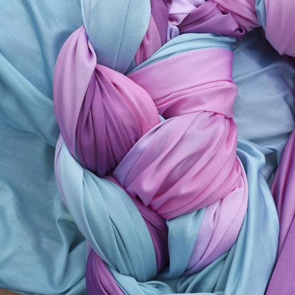 グラデーションカラーのヨガハンモック、エアヨガハンモック、シルク生地のみ、カラビナ、デイジーチェーン (5m x 2.8m)