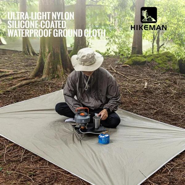 HIKEMAN シリコンコーティングされたグランドマット アウトドアキャンプ 軽量 ポータブル 防水マット サンシェード ポケットテントマット ピクニックマット