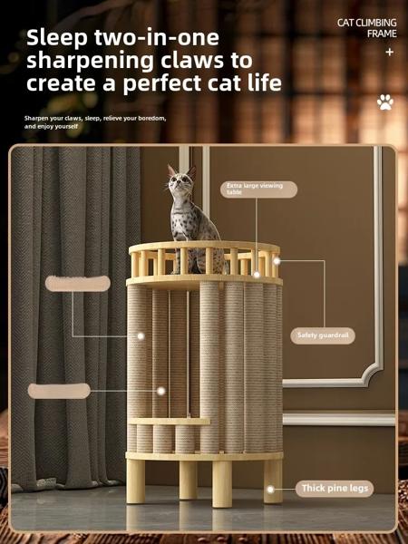 猫の爪ボード,半閉じた無垢材の猫の塔,ユニバーサルスペースカプセル,クライミングフレーム,小さな家,四季_1