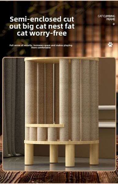 猫の爪ボード,半閉じた無垢材の猫の塔,ユニバーサルスペースカプセル,クライミングフレーム,小さな家,四季_2