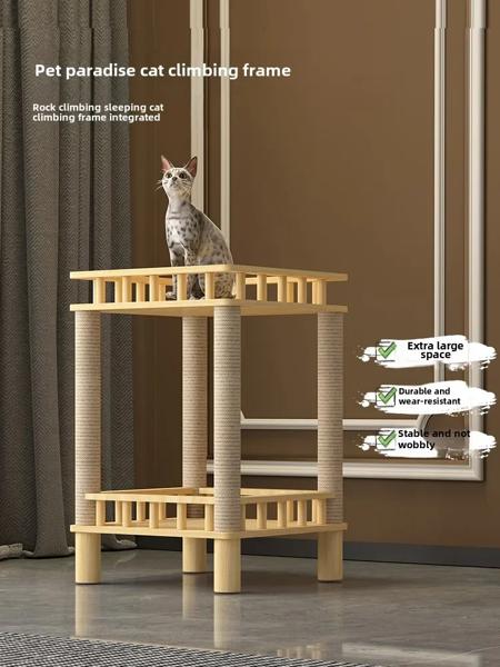 猫の爪ボード,半閉じた無垢材の猫の塔,ユニバーサルスペースカプセル,クライミングフレーム,小さな家,四季_3