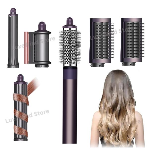 6IN1 ヘアドライヤーブラシセット高速 110 000 RPM イオンホットエアスタイラーヘアドライヤー自動カーリングワンド 30/40 ミリメートル