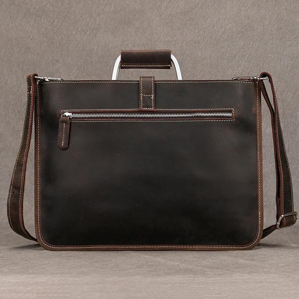男性用本革ブリーフケース、ジッパーバッグ、メッセンジャーオフィスバッグ、男性用クレイジーホースレザーラップトップバッグ、13インチ 男性用本革ブリーフケース、ジッパーバッグ、メッセンジャーオフィス