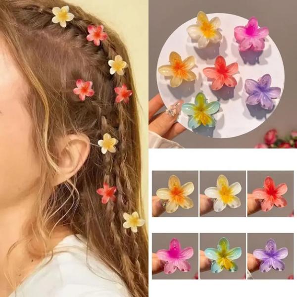 プラスチック製のグラデーションカラーガーメントヘアクリップ 小さな花 休暇用 アウディ用 ボビーピン 4cm 1個