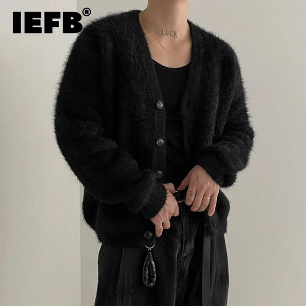 Iefb-ミンクニットニットカーディガン,Vネックコート,男性用セーター,シングルブレスト,ルーズフィット,韓国ファッション,秋,9c2391 5,504円