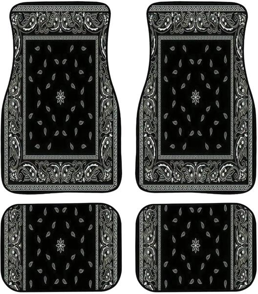 車のフロアマット ブラックパターン カーペット フロアマット 車用 オートアクセサリー フロント リア 車のフロア フットマット 4枚セット