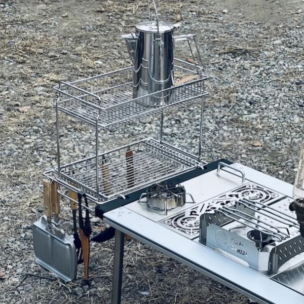 Igt-キャンプ用排水バスケット、ステンレス鋼、二重層ハンガー