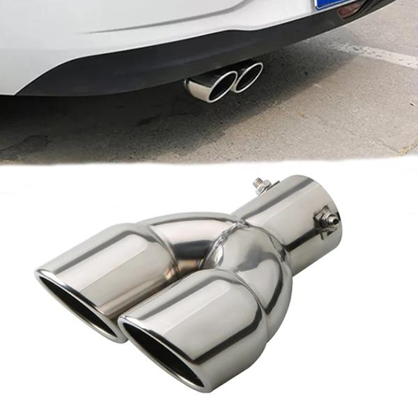 ユニバーサルステンレススチールカーエキゾースト,ダブルアウトレット,マフラーチップ,シルバークローム,リアサイレンサーチップ,テールスロートの通販は 4,663円