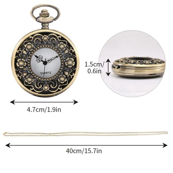 男性と女性のためのシックなクォーツ時計 中空の花のパターン ブロンズ