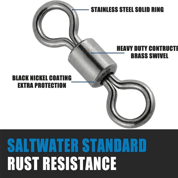 スイベルフィッシング用の魚のトローリングバレル スイベルフィッシング用のステンレス鋼のリール 黒色ニッケル 100ユニット