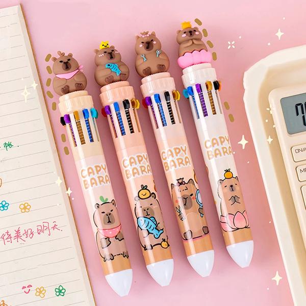 10 Colors Ballpoint Pen Capybara 0.5mm Colorful Ink Gel Pens Silicone Kawaii Pens School Office Supplies Stationery その他筆記具
