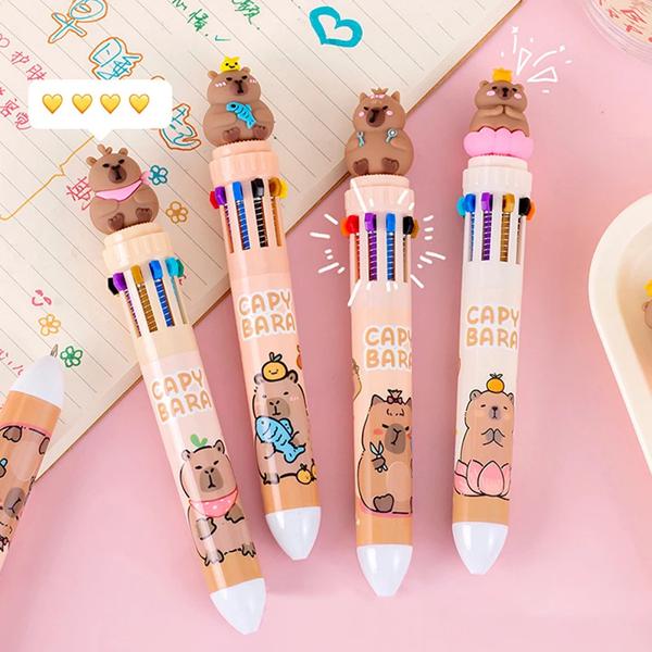 10 Colors Ballpoint Pen Capybara 0.5mm Colorful Ink Gel Pens Silicone Kawaii Pens School Office Supplies Stationery その他筆記具