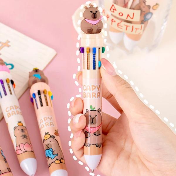 10 Colors Ballpoint Pen Capybara 0.5mm Colorful Ink Gel Pens Silicone Kawaii Pens School Office Supplies Stationery その他筆記具