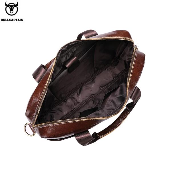 BULLCAPTAIN レザーラップトップバッグ、トップレイヤーレザー 15 インチラップトップバッグメンズラップトップブリーフケースブリーフケース仕事ビジネストラベルバッグ 053 BULLCAPTAIN レザーラップトップバッグ、トップレイヤーレザー 15
