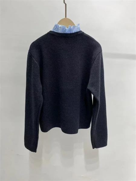 女性用長袖ニットカーディガン,刺embroideryコート,レターポケット,ステッチ,フリルカラー,新品