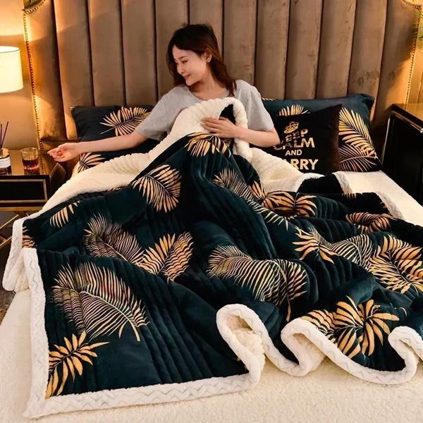 ラムウールの厚手の毛布,柔らかくふわふわの毛布,ベッド用の暖かい毛布,ミルクベルベット,快適なソファ,秋冬_1