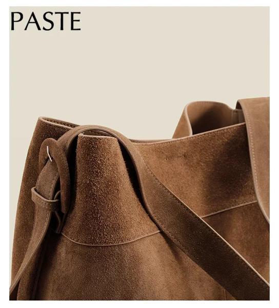 冬マットスエード牛革女性トートコーヒーレトロハイエンド暖色女性ショルダーバッグ巨大な通勤旅行ハンドバッグ 冬マットスエード牛革女性トートコーヒーレトロハイエンド暖色女性