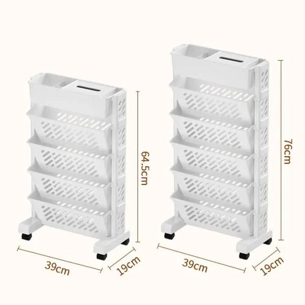 ホイール付きのシンプルな可動式本棚、5層または6層の本棚、小さなフロアカート、本の収納棚、ペンホルダー、事務用品